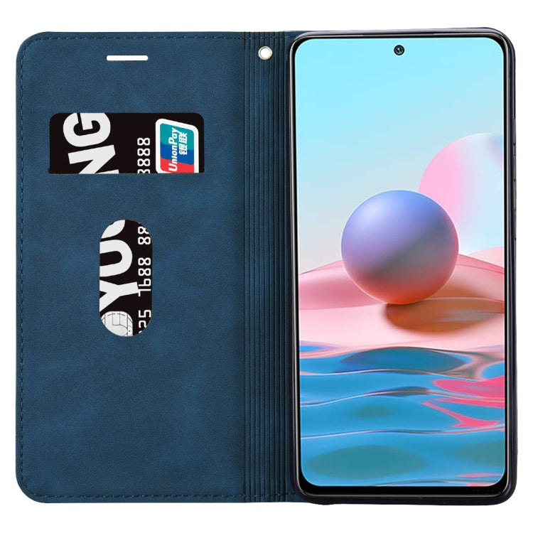 For Xiaomi Redmi Note 10 4G Frosted Business Magnetic Horizontal Flip PU Leather Case with Holder & Card Slot & Lanyard