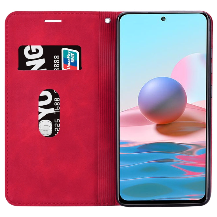 For Xiaomi Redmi Note 10 4G Frosted Business Magnetic Horizontal Flip PU Leather Case with Holder & Card Slot & Lanyard