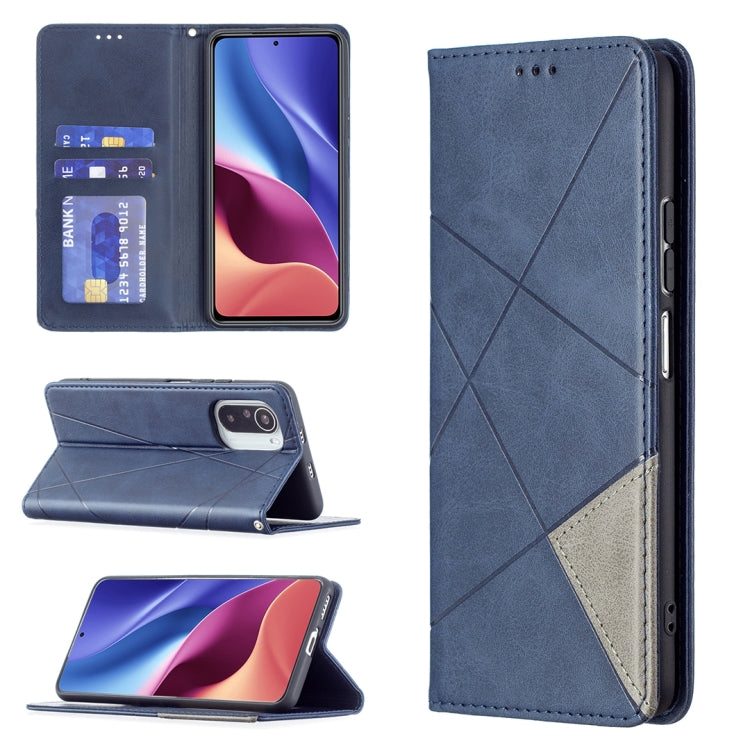 For Xiaomi Mi 11i / Poco F3 / Redmi K40 Rhombus Texture Horizontal Flip Magnetic Leather Case with Holder & Card Slots