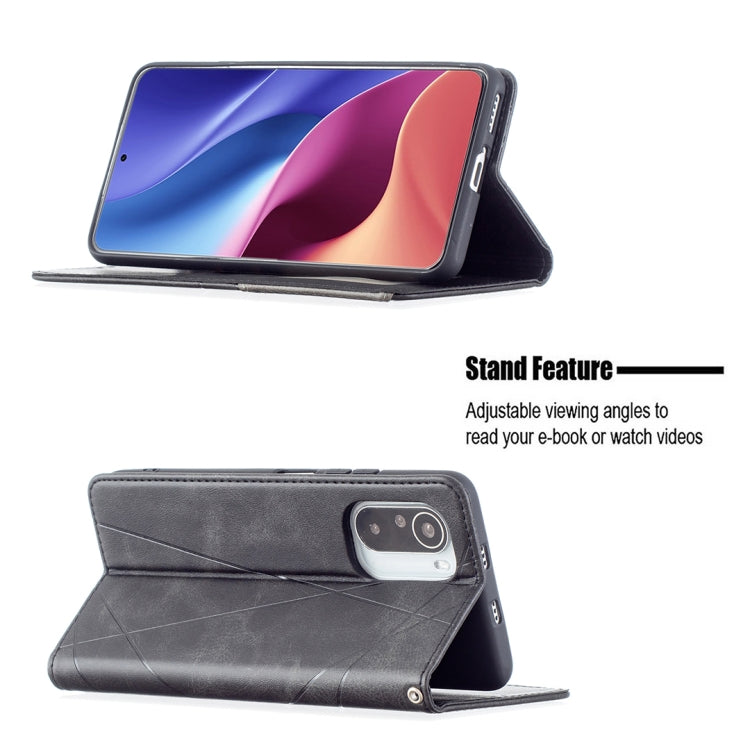 For Xiaomi Mi 11i / Poco F3 / Redmi K40 Rhombus Texture Horizontal Flip Magnetic Leather Case with Holder & Card Slots