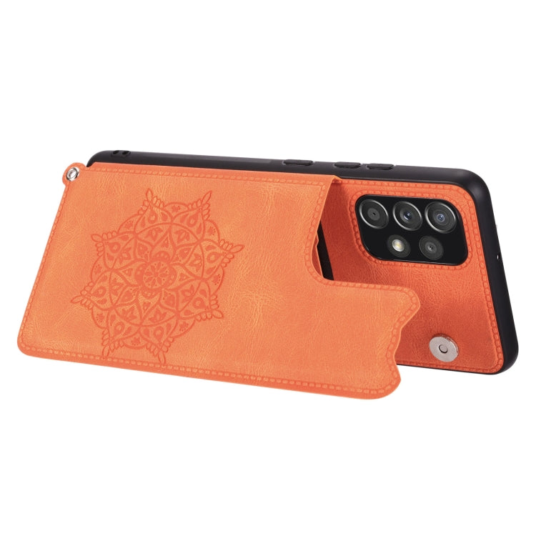 For Samsung Galaxy A32 4G Mandala Embossed PU + TPU Case with Holder & Card Slots & Photo Frame & Strap