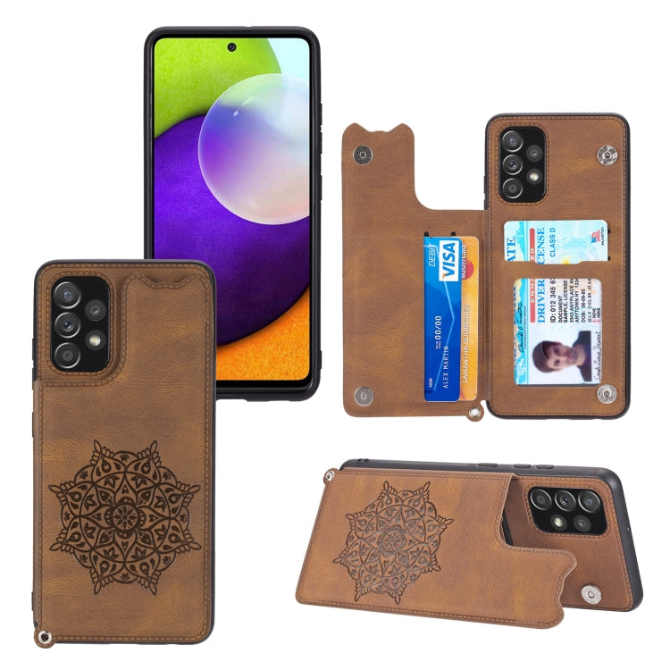 For Samsung Galaxy A32 4G Mandala Embossed PU + TPU Case with Holder & Card Slots & Photo Frame & Strap