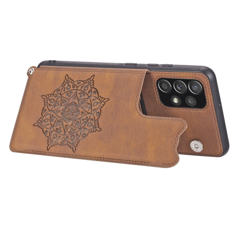 For Samsung Galaxy A32 4G Mandala Embossed PU + TPU Case with Holder & Card Slots & Photo Frame & Strap