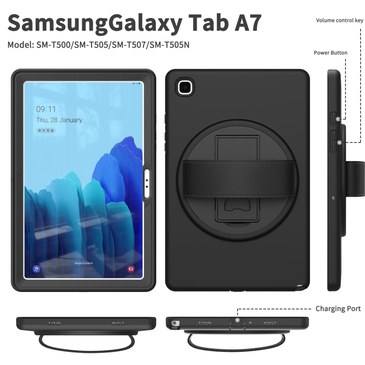 For Samsung Galaxy Tab A7 10.4(2020) T500 / T505 360 Degree Rotation PC + TPU Protective Case with Holder & Hand-strap & Pen Slot