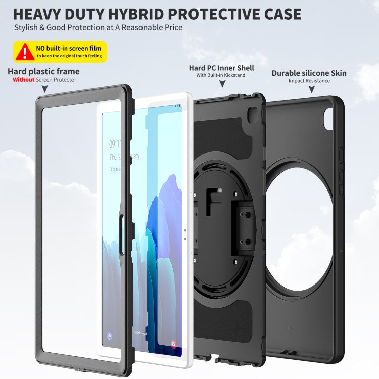 For Samsung Galaxy Tab A7 10.4(2020) T500 / T505 360 Degree Rotation PC + TPU Protective Case with Holder & Hand-strap & Pen Slot