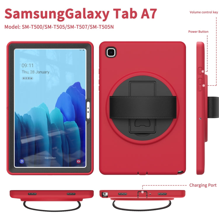 For Samsung Galaxy Tab A7 10.4(2020) T500 / T505 360 Degree Rotation PC + TPU Protective Case with Holder & Hand-strap & Pen Slot
