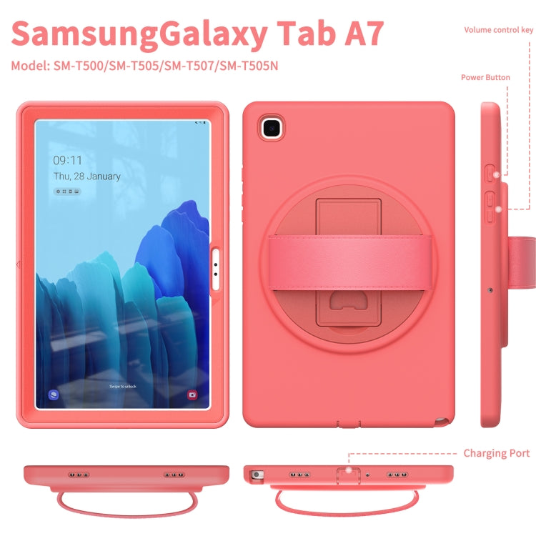 For Samsung Galaxy Tab A7 10.4(2020) T500 / T505 360 Degree Rotation PC + TPU Protective Case with Holder & Hand-strap & Pen Slot