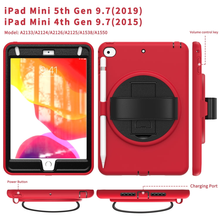 360 Degree Rotation PC + TPU Protective Case with Holder & Hand-strap & Pen Slot For iPad mini 5 / 4