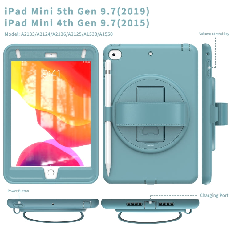 360 Degree Rotation PC + TPU Protective Case with Holder & Hand-strap & Pen Slot For iPad mini 5 / 4