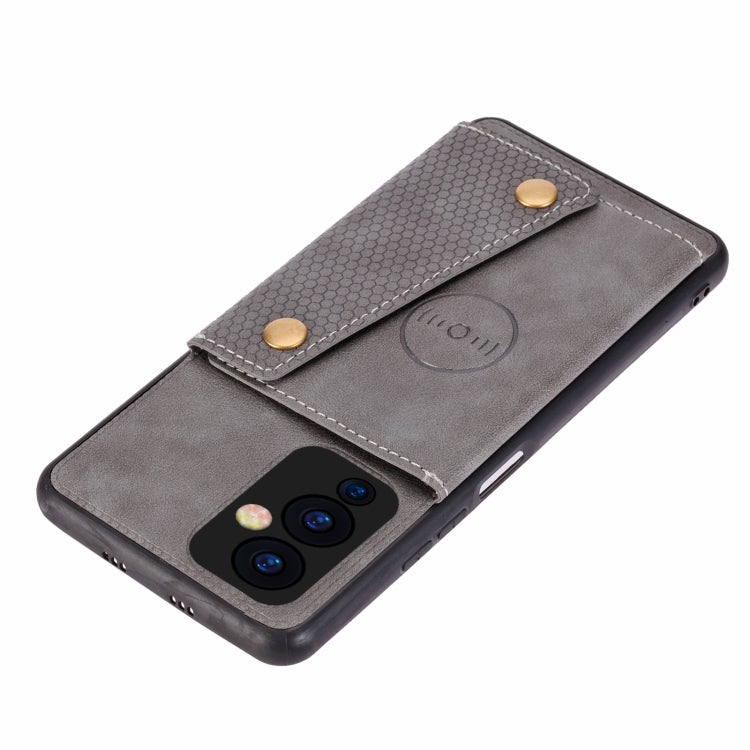 For Xiaomi Redmi K40 Double Buckle PU + TPU Shockproof Magnetic Protective Case with Card Slot & Holder