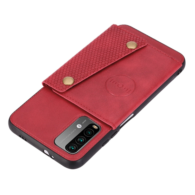 For Xiaomi Redmi Note 9 4G Double Buckle PU + TPU Shockproof Magnetic Protective Case with Card Slot & Holder