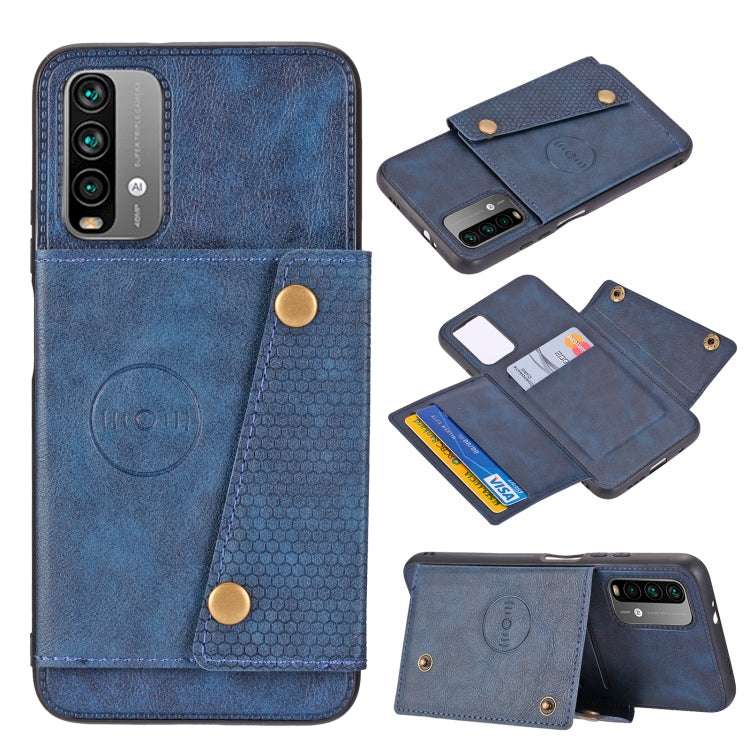 For Xiaomi Redmi Note 9 4G Double Buckle PU + TPU Shockproof Magnetic Protective Case with Card Slot & Holder