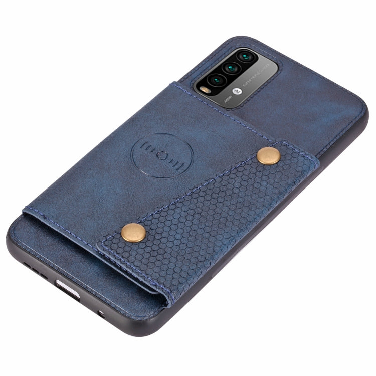 For Xiaomi Redmi Note 9 4G Double Buckle PU + TPU Shockproof Magnetic Protective Case with Card Slot & Holder