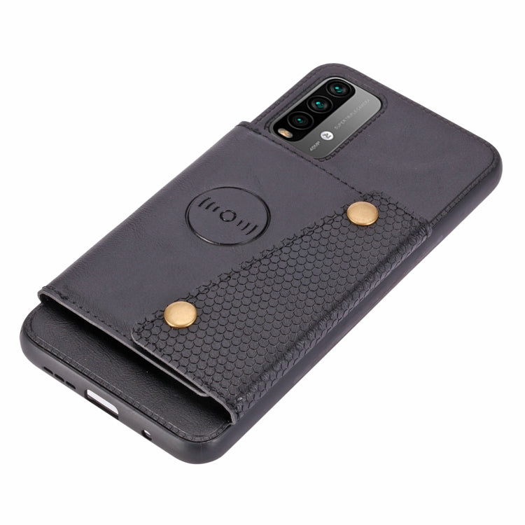 For Xiaomi Redmi Note 9 4G Double Buckle PU + TPU Shockproof Magnetic Protective Case with Card Slot & Holder