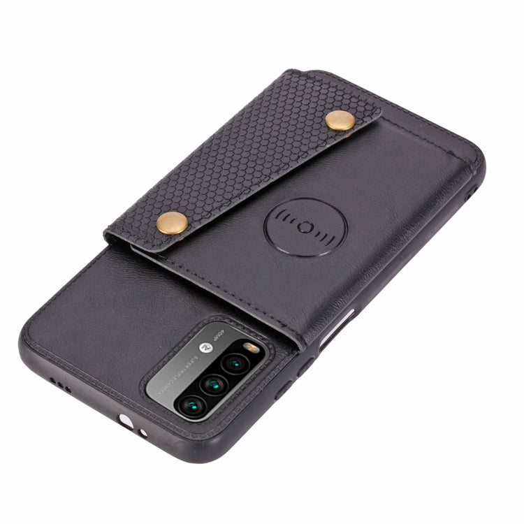 For Xiaomi Redmi Note 9 4G Double Buckle PU + TPU Shockproof Magnetic Protective Case with Card Slot & Holder