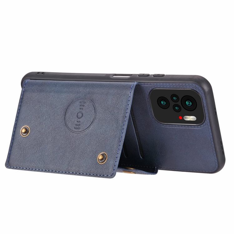 For Xiaomi Redmi Note 10 Double Buckle PU + TPU Shockproof Magnetic Protective Case with Card Slot & Holder