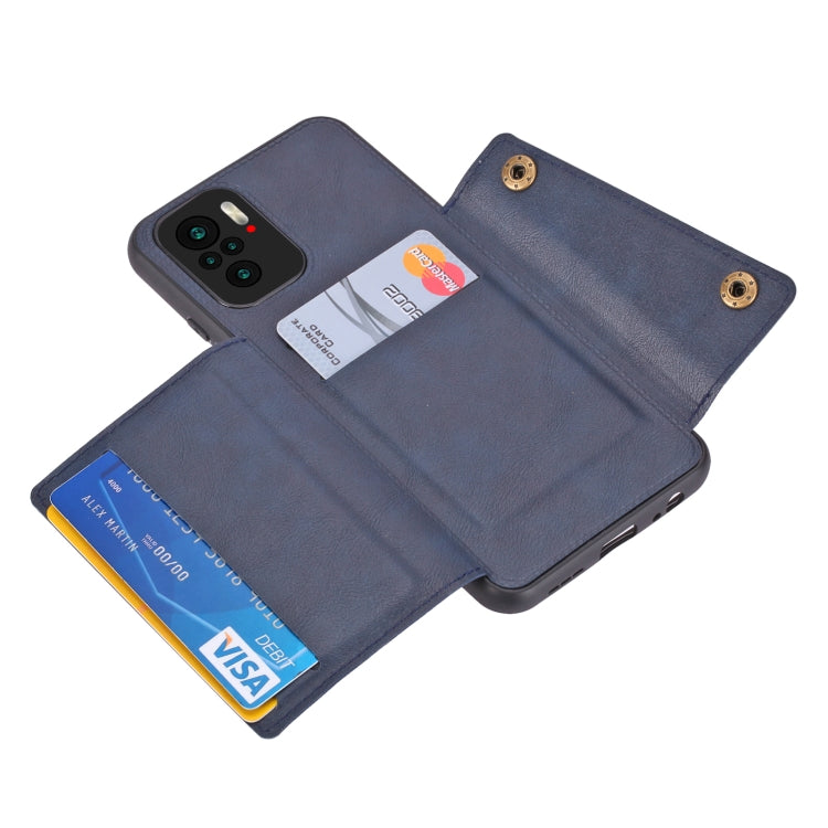 For Xiaomi Redmi Note 10 Double Buckle PU + TPU Shockproof Magnetic Protective Case with Card Slot & Holder