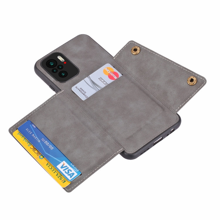 For Xiaomi Redmi Note 10 Double Buckle PU + TPU Shockproof Magnetic Protective Case with Card Slot & Holder