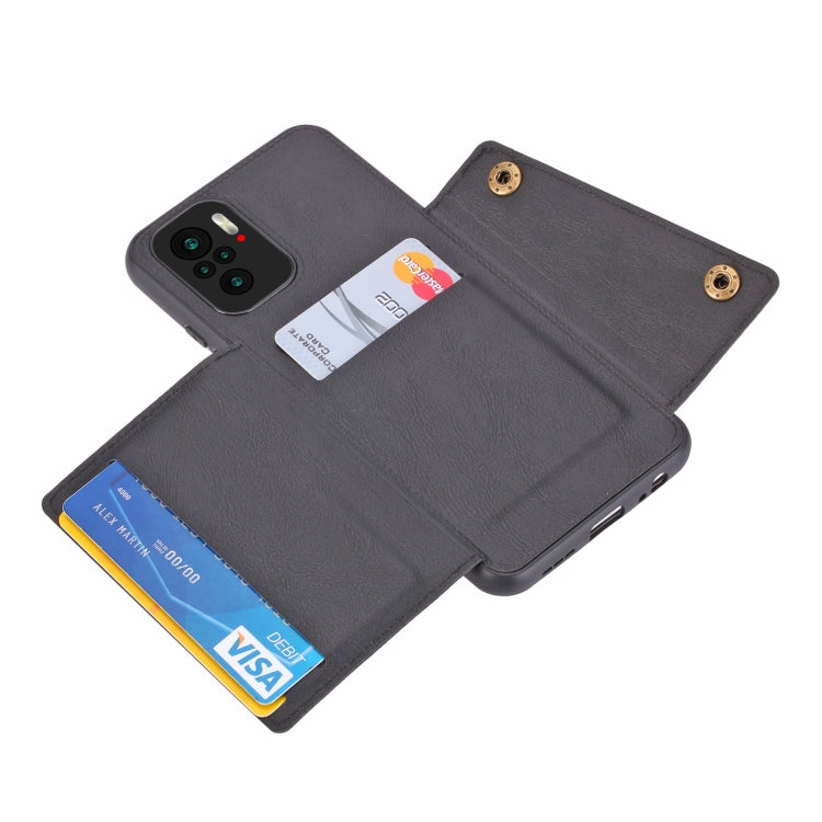For Xiaomi Redmi Note 10 Double Buckle PU + TPU Shockproof Magnetic Protective Case with Card Slot & Holder