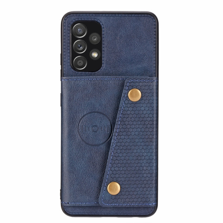 For Samsung Galaxy A32 4G Double Buckle PU + TPU Shockproof Magnetic Protective Case with Card Slot & Holder