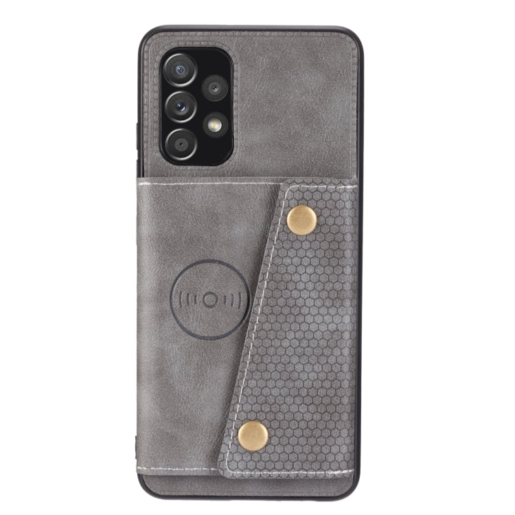 For Samsung Galaxy A32 4G Double Buckle PU + TPU Shockproof Magnetic Protective Case with Card Slot & Holder
