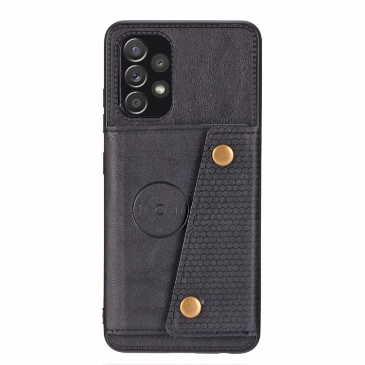 For Samsung Galaxy A32 4G Double Buckle PU + TPU Shockproof Magnetic Protective Case with Card Slot & Holder
