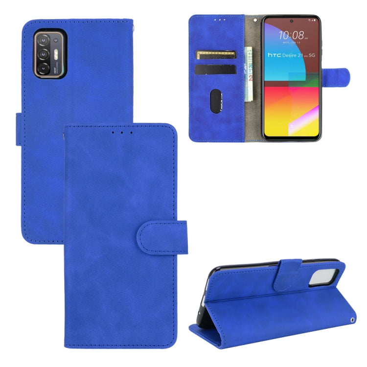 For HTC Desire 21 Pro 5G Solid Color Skin Feel Magnetic Buckle Horizontal Flip Calf Texture PU Leather Case with Holder & Card Slots & Wallet