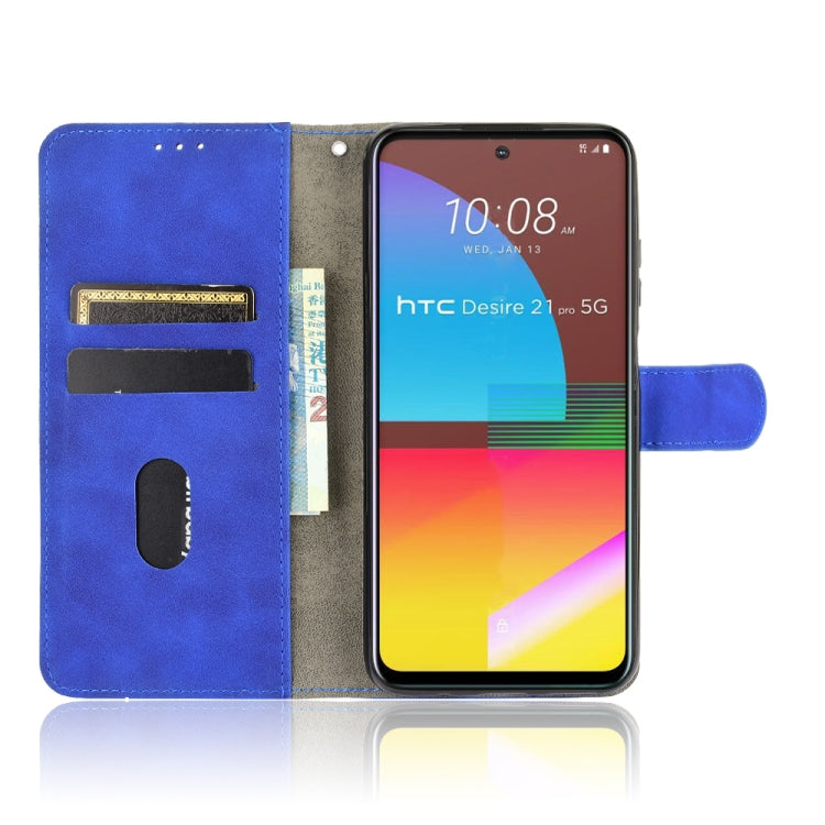 For HTC Desire 21 Pro 5G Solid Color Skin Feel Magnetic Buckle Horizontal Flip Calf Texture PU Leather Case with Holder & Card Slots & Wallet
