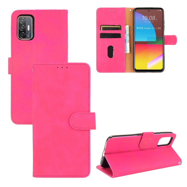 For HTC Desire 21 Pro 5G Solid Color Skin Feel Magnetic Buckle Horizontal Flip Calf Texture PU Leather Case with Holder & Card Slots & Wallet