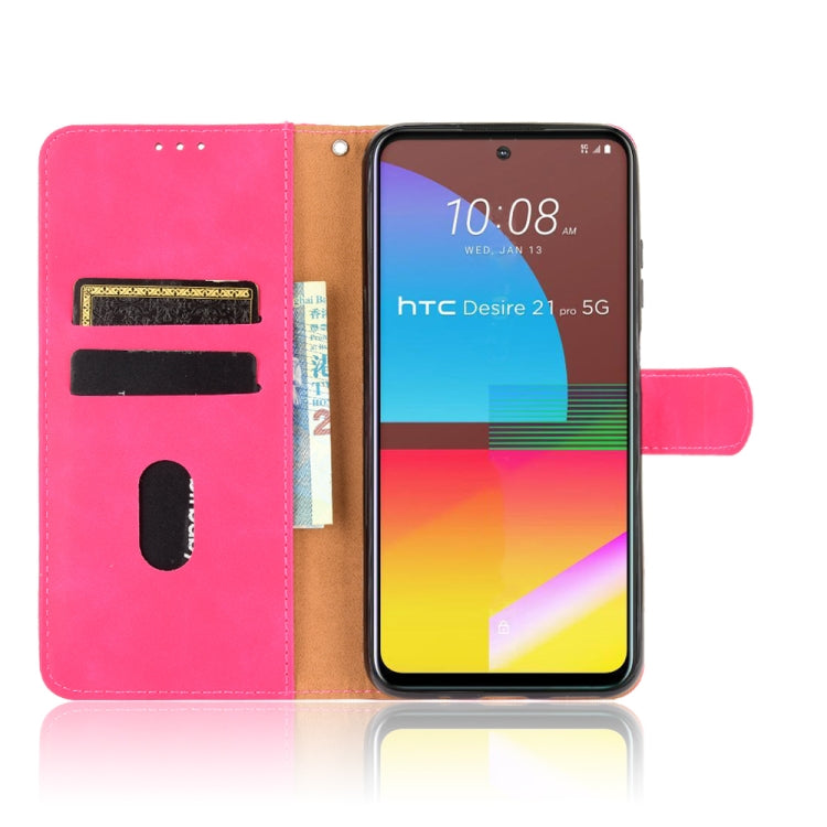 For HTC Desire 21 Pro 5G Solid Color Skin Feel Magnetic Buckle Horizontal Flip Calf Texture PU Leather Case with Holder & Card Slots & Wallet