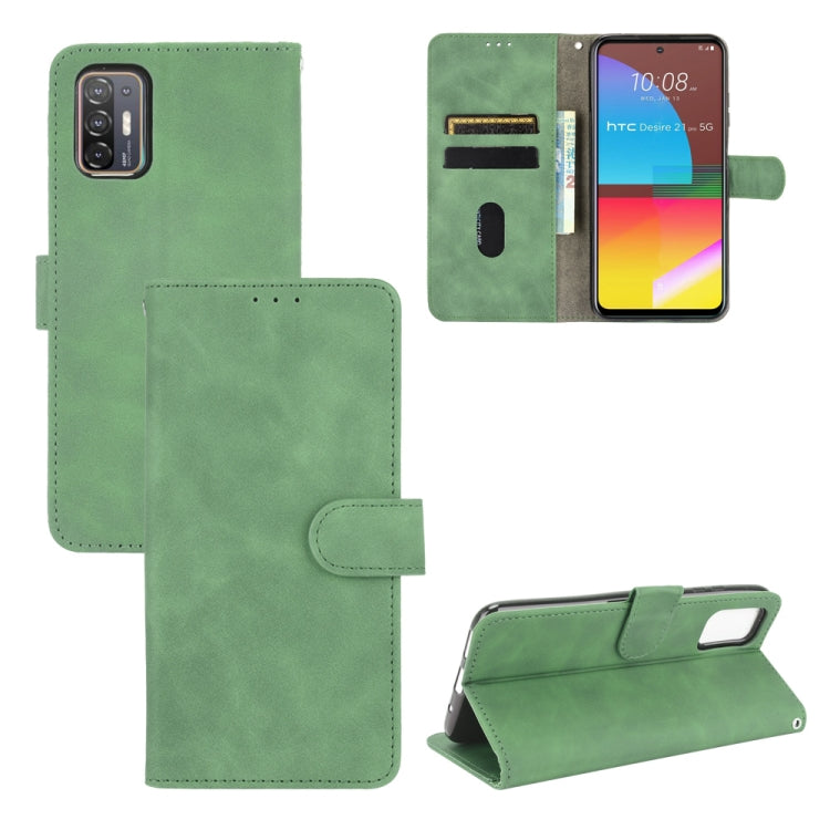 For HTC Desire 21 Pro 5G Solid Color Skin Feel Magnetic Buckle Horizontal Flip Calf Texture PU Leather Case with Holder & Card Slots & Wallet