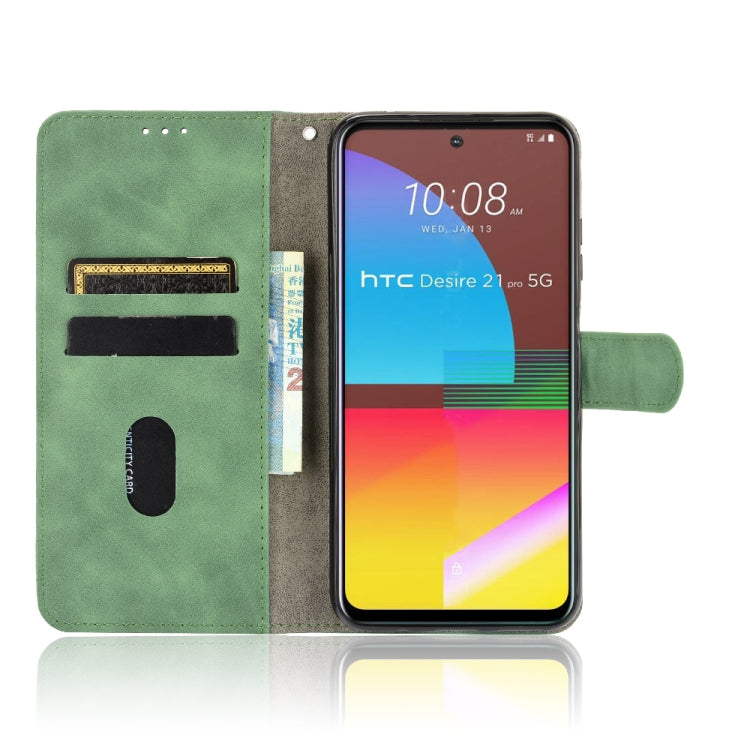 For HTC Desire 21 Pro 5G Solid Color Skin Feel Magnetic Buckle Horizontal Flip Calf Texture PU Leather Case with Holder & Card Slots & Wallet
