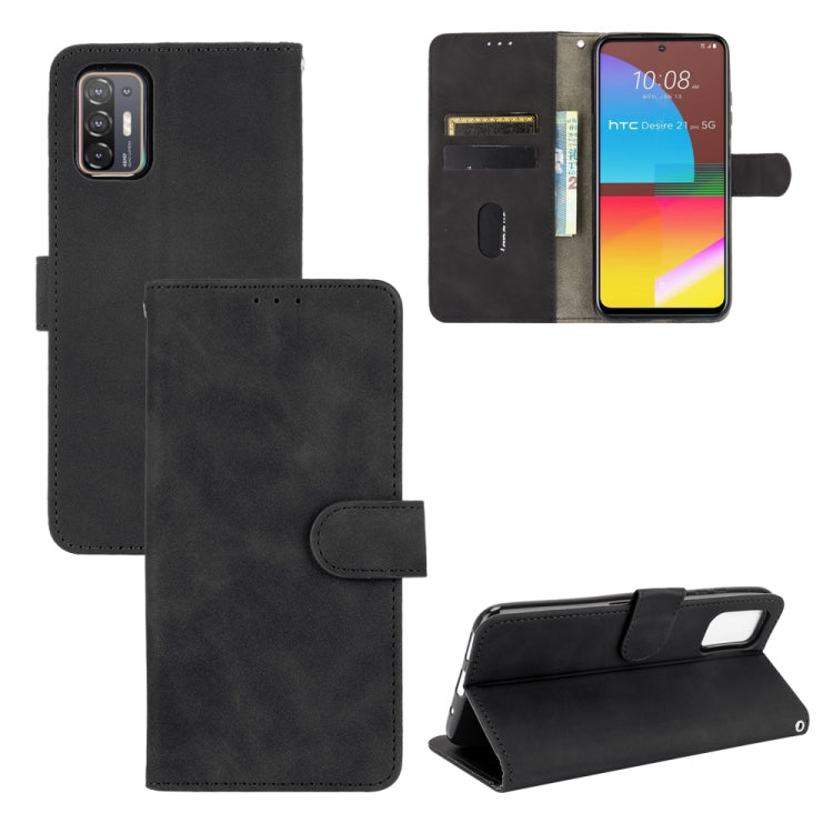 For HTC Desire 21 Pro 5G Solid Color Skin Feel Magnetic Buckle Horizontal Flip Calf Texture PU Leather Case with Holder & Card Slots & Wallet