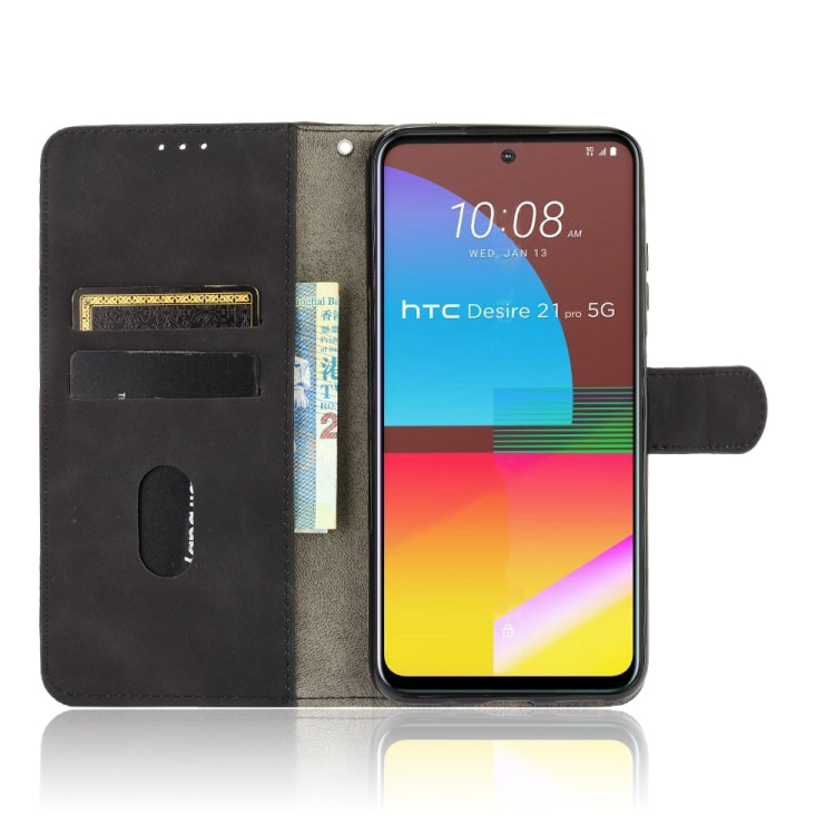 For HTC Desire 21 Pro 5G Solid Color Skin Feel Magnetic Buckle Horizontal Flip Calf Texture PU Leather Case with Holder & Card Slots & Wallet