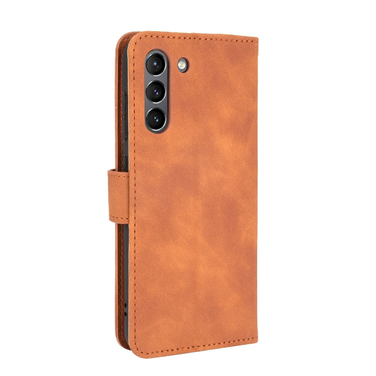For Samsung Galaxy S21 FE Solid Color Skin Feel Magnetic Buckle Horizontal Flip Calf Texture PU Leather Case with Holder & Card Slots & Wallet