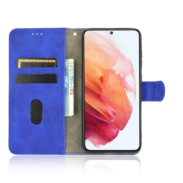 For Samsung Galaxy S21 FE Solid Color Skin Feel Magnetic Buckle Horizontal Flip Calf Texture PU Leather Case with Holder & Card Slots & Wallet