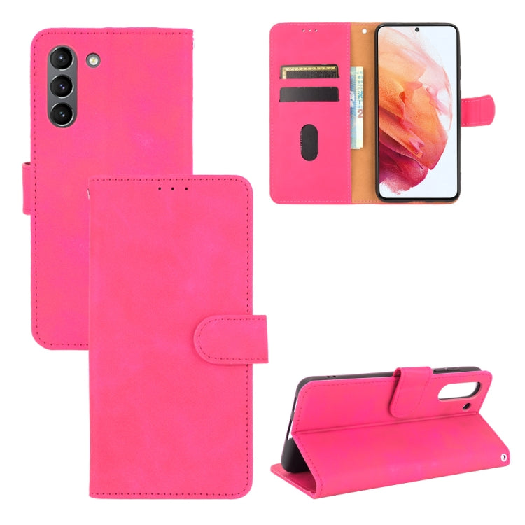 For Samsung Galaxy S21 FE Solid Color Skin Feel Magnetic Buckle Horizontal Flip Calf Texture PU Leather Case with Holder & Card Slots & Wallet