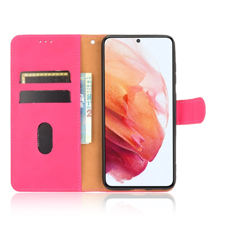 For Samsung Galaxy S21 FE Solid Color Skin Feel Magnetic Buckle Horizontal Flip Calf Texture PU Leather Case with Holder & Card Slots & Wallet