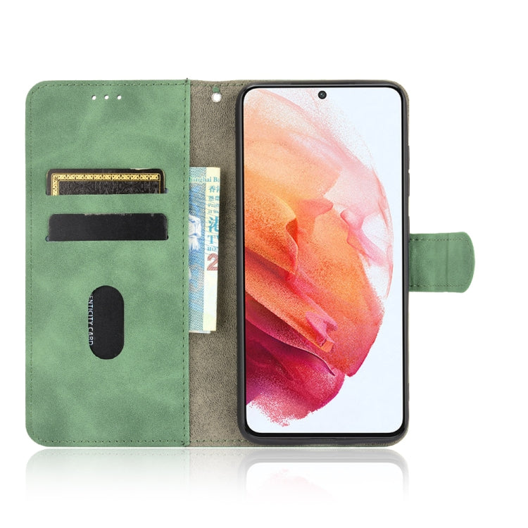 For Samsung Galaxy S21 FE Solid Color Skin Feel Magnetic Buckle Horizontal Flip Calf Texture PU Leather Case with Holder & Card Slots & Wallet