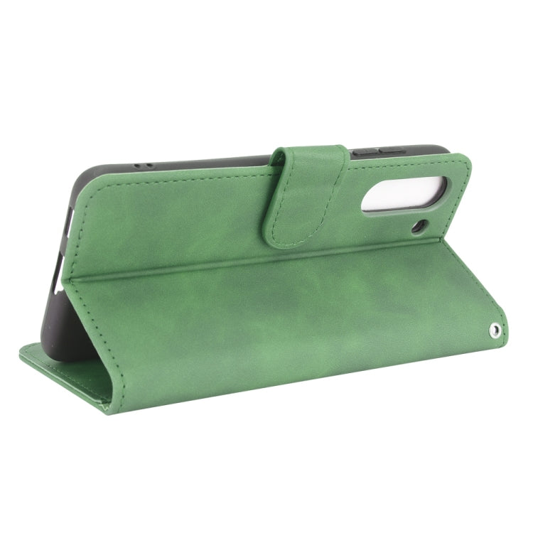 For Samsung Galaxy S21 FE Solid Color Skin Feel Magnetic Buckle Horizontal Flip Calf Texture PU Leather Case with Holder & Card Slots & Wallet