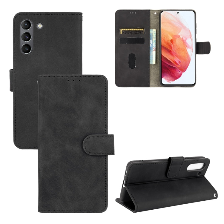 For Samsung Galaxy S21 FE Solid Color Skin Feel Magnetic Buckle Horizontal Flip Calf Texture PU Leather Case with Holder & Card Slots & Wallet