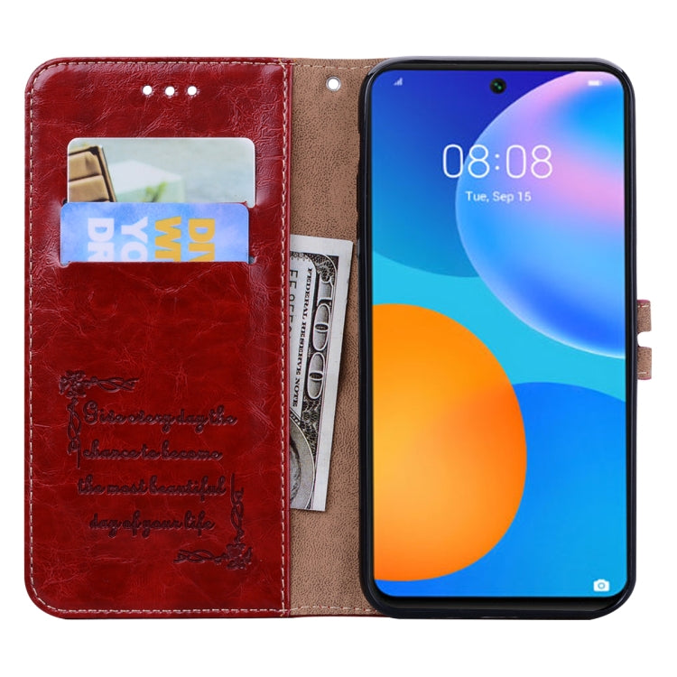 For Huawei P smart 2021 Business Style Oil Wax Texture Horizontal Flip Leather Case with Holder & Card Slots & Wallet