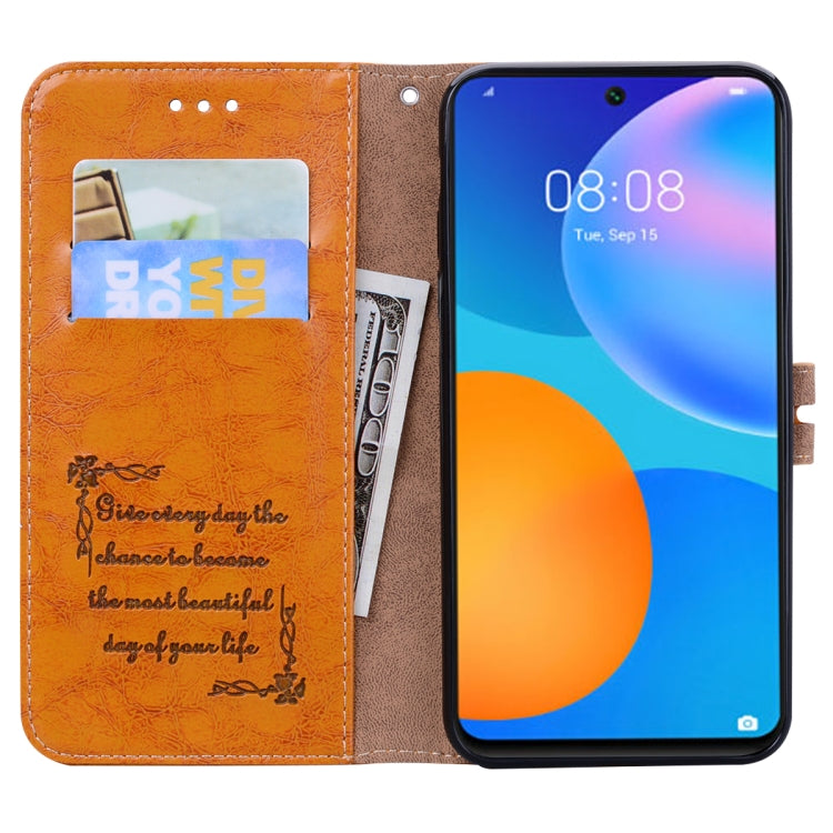 For Huawei P smart 2021 Business Style Oil Wax Texture Horizontal Flip Leather Case with Holder & Card Slots & Wallet
