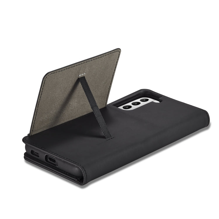 For Samsung Galaxy S21 FE Strong Magnetism Liquid Feel Horizontal Flip Leather Case with Holder & Card Slots & Wallet