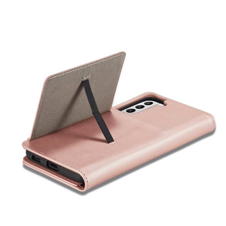 For Samsung Galaxy S21 FE Strong Magnetism Liquid Feel Horizontal Flip Leather Case with Holder & Card Slots & Wallet