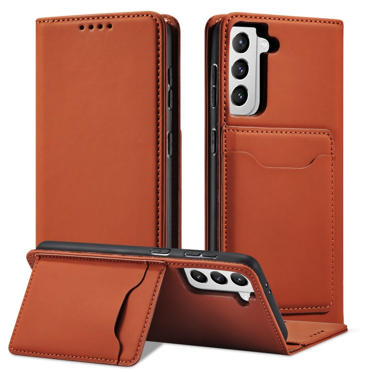 For Samsung Galaxy S21 FE Strong Magnetism Liquid Feel Horizontal Flip Leather Case with Holder & Card Slots & Wallet