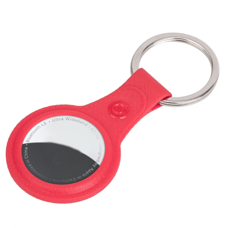 Litchi Texture TPU Anti-scratch Shockproof Protective Cover Soft Case with Keychain Ring Loop For AirTag