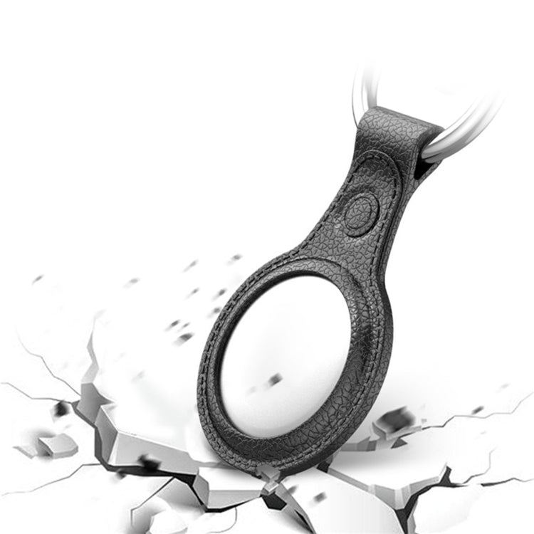 Litchi Texture TPU Anti-scratch Shockproof Protective Cover Soft Case with Keychain Ring Loop For AirTag