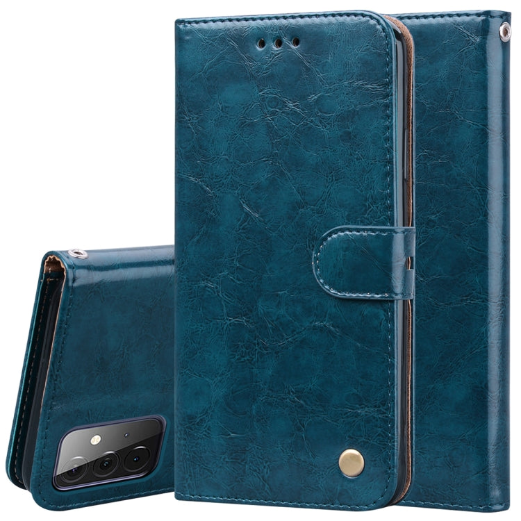 For Samsung Galaxy A72 5G / 4G Business Style Oil Wax Texture Horizontal Flip Leather Case with Holder & Card Slots & Wallet