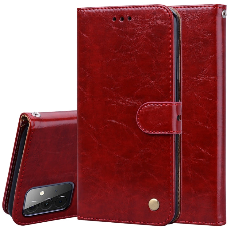 For Samsung Galaxy A72 5G / 4G Business Style Oil Wax Texture Horizontal Flip Leather Case with Holder & Card Slots & Wallet